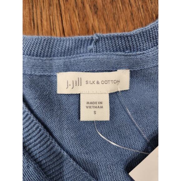 J.Jill Silk & Cotton V-Neck, Long Sleeve Lapis Sweater, Size Small Breathable - Picture 7 of 9